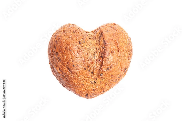 Obraz Bread in a heart shape isolated on white background.