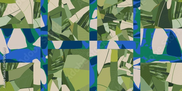 Obraz Abstract botanical collage pattern. Unique ethnic print. Fashionable template for design.