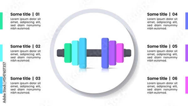 Obraz Infographic template. Dumbbell with 6 steps and numbers