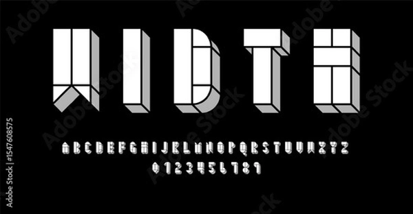 Obraz Set of alphabets font letters and numbers modern abstract design with 3D concept vector illustration	
