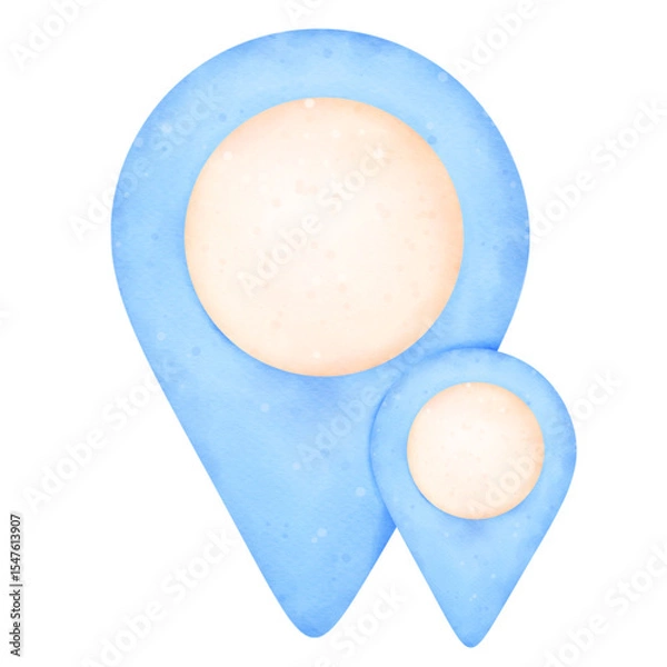 Fototapeta bluecartoon round pin,pin,position,check in,location,watercolor,Logo,Icon	
