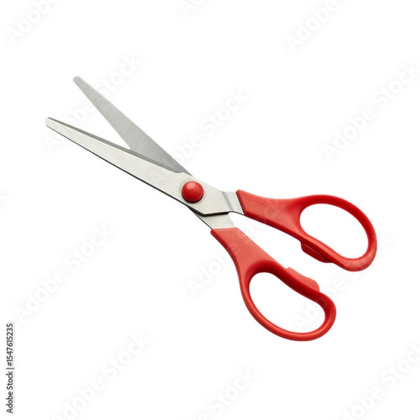 Fototapeta Red-Handled Scissors Isolated on White Background