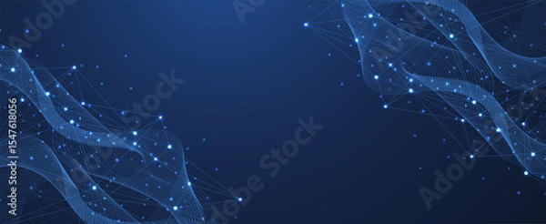 Obraz Global network connection concept. Big data visualization. Social network communication in the global computer networks. Internet technology. Business. Science. Vector illustration