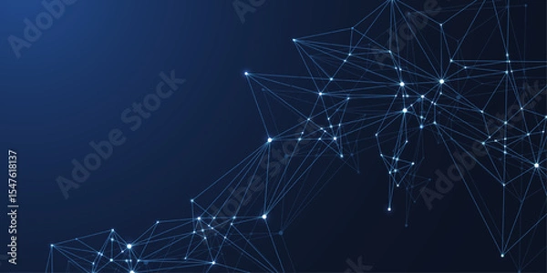 Obraz Global network connection concept. Big data visualization. Social network communication in the global computer networks. Internet technology. Business. Science. Vector illustration
