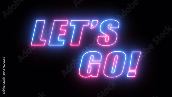 Obraz let's go glowing neon editable text effect illustration
