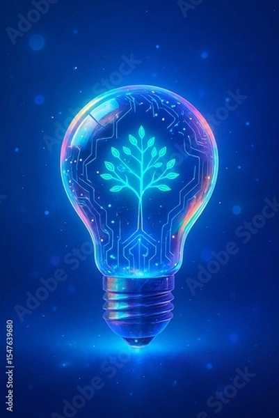 Fototapeta A light bulb with a tree inside

