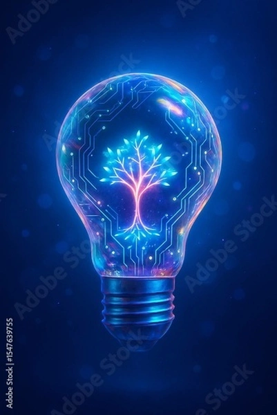 Fototapeta A light bulb with a tree inside
