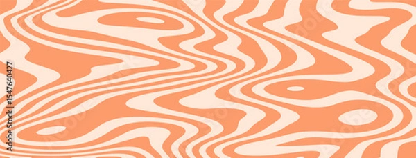 Fototapeta Salted caramel background. Abstract vector groovy hippy psychedelic y2k bg. Colorful trippy twisted simple geometric abstract marble. Orange yellow summer funky texture. Swirl twirl ice-cream pattern