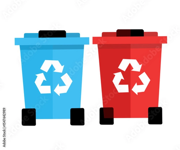 Obraz Recycling Bins Vector - Waste Sorting & Eco-Friendly Management