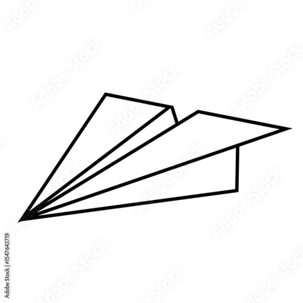 Fototapeta Paper airplane line art icon isolated on white background.