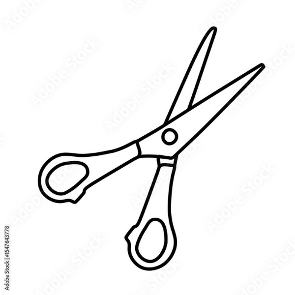 Fototapeta Scissors icon in line art style isolated on white background. Minimalist stylized scissors outline for design and craft.