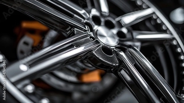 Obraz Close-up of a modern, high-performance car wheel
