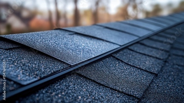 Obraz Close-up of a dark gray, frosted roof
