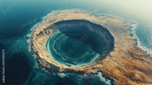 Obraz Circular sea-ringed island crater