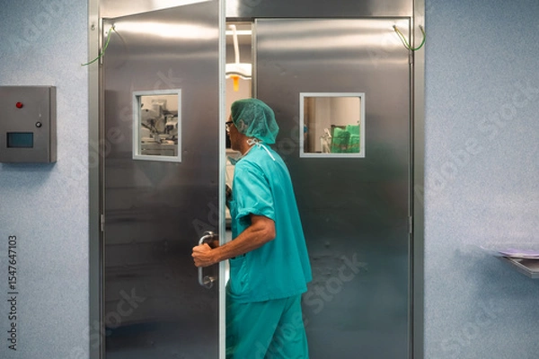 Fototapeta Surgeon entering the operating room