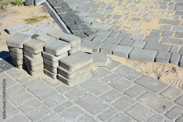 Fototapeta How to install concrete pavers