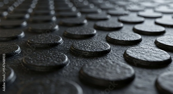 Fototapeta Abstract Textured Surface: Rows of Dark Circular Elements