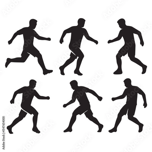 Fototapeta Vector silhouettes of men running in various poses.