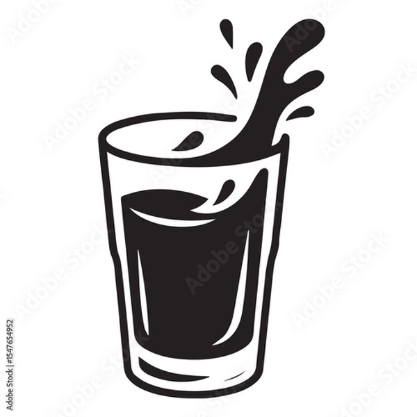 Fototapeta A stylized illustration of a glass overflowing with a beverage.