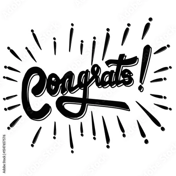 Fototapeta Congrats hand lettering vector illustration for congratulations card, greeting card, invitation, and print isolated on white background