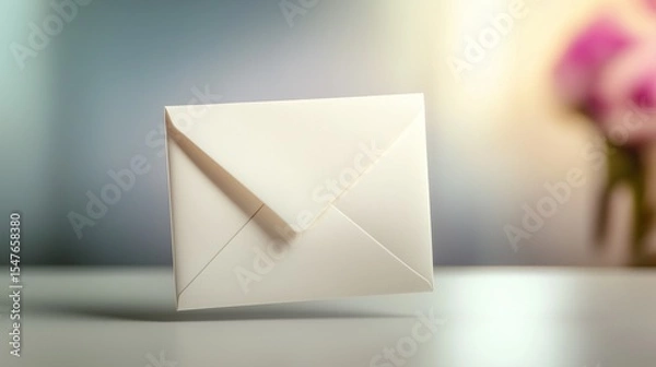 Fototapeta A minimalist envelope icon with a bold email symbol on its surface