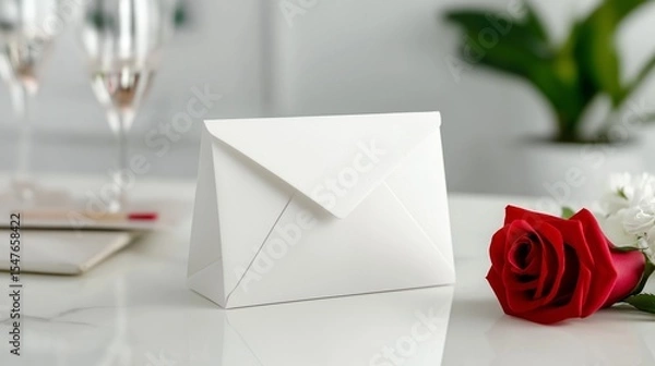 Fototapeta A minimalist envelope icon with a bold email symbol on its surface