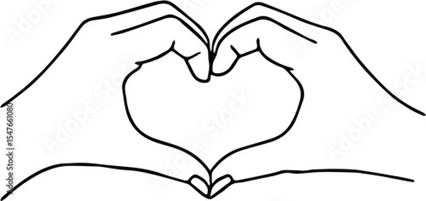 Fototapeta Two hands forming a heart shape vector silhouette,Hands forming a heart shape, displayed on a white background,Hands making a heart shape