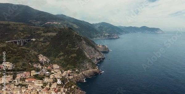 Obraz Picturesque sea coast with a resort town. view from the top of the mountain