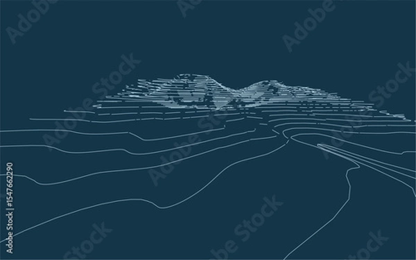 Fototapeta Wireframe surrounding contour. Topographic element pattern for background. Landscape topography contour line and layer. Vector illustration.