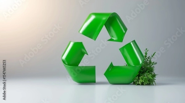 Obraz A glowing green recycling symbol