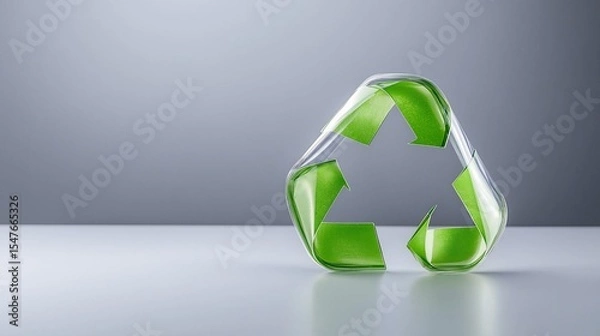 Obraz A glowing green recycling symbol