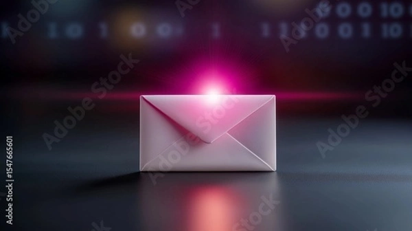 Obraz A glowing email symbol floating above a sleek white envelope