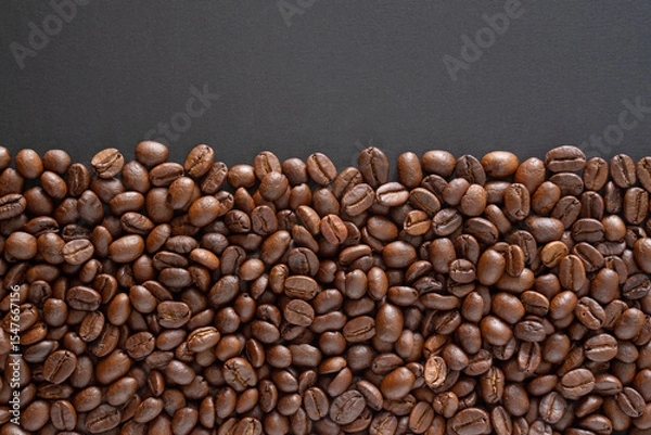 Obraz Coffee beans background. Top view coffee beans with copy space area for your text. Close up image.