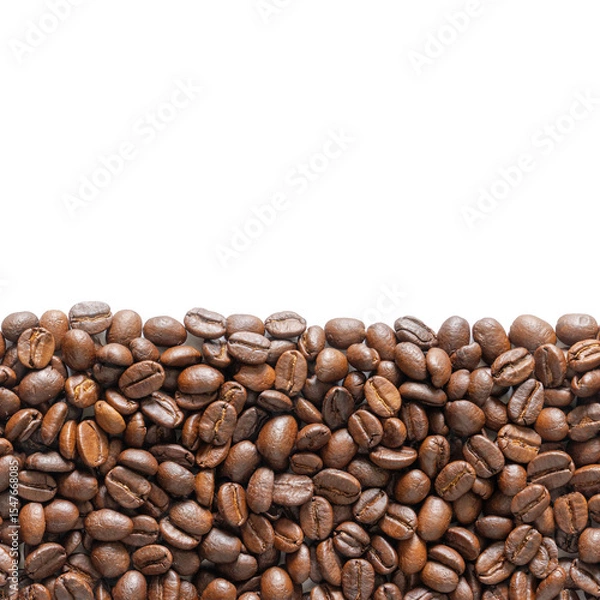 Fototapeta Coffee beans background. Top view coffee beans with copy space area for your text. Close up image.