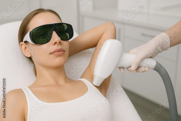 Obraz Laser hair removal session in a professional clinic setting for smooth skin care