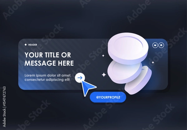 Fototapeta Modern Social Media Profile Banner with Clickable Button and 3D Elements for Online Branding & Engagement