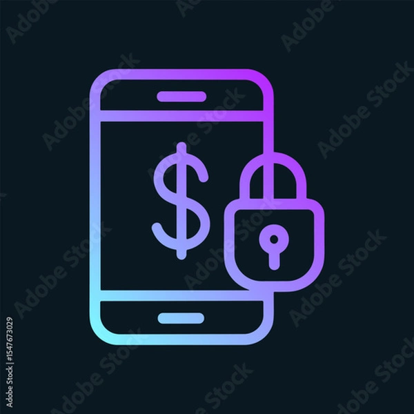 Fototapeta Secure mobile banking digital money safety. Icon symbol illustration