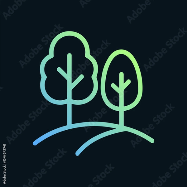 Fototapeta Tranquil grove with gently rolling hills. Icon symbol illustration