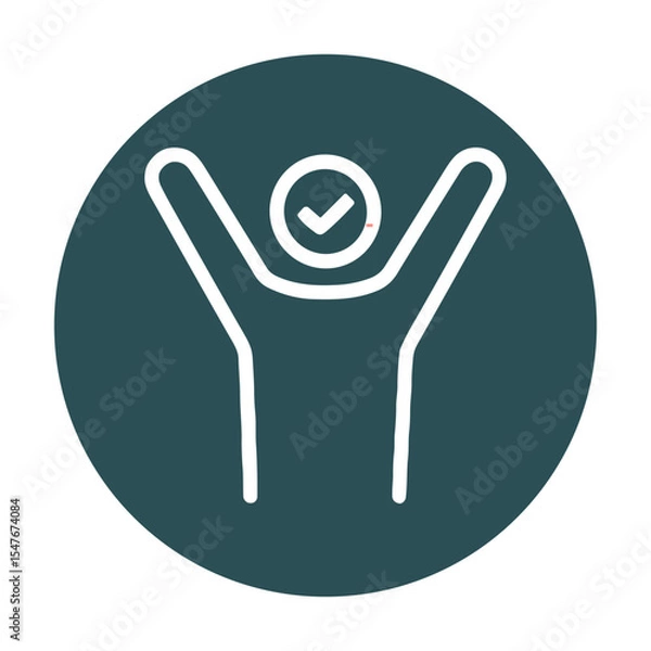 Fototapeta Victorious figure with checklist head. Icon symbol illustration