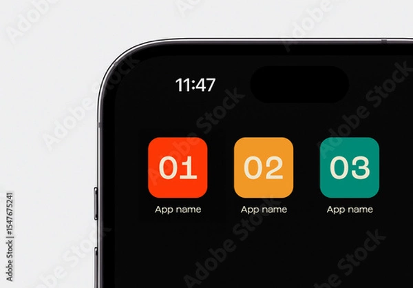 Obraz Minimalist App Icon Mockup Template – Realistic Smartphone Screen UI for Mobile Interface Presentation