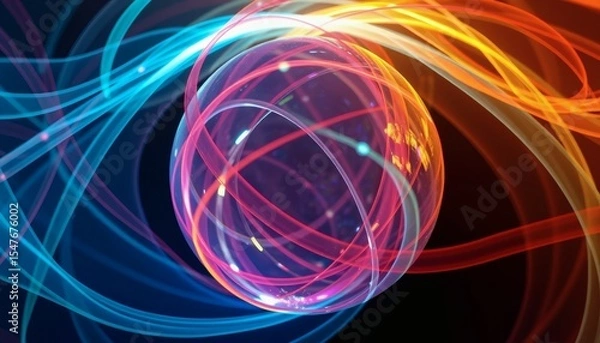 Fototapeta Abstract Glowing Orb with Colorful Swirls and Light Rays for Wallpaper