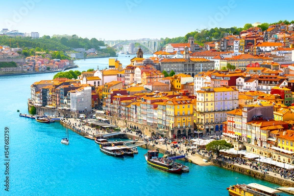 Obraz Beautiful view of the city of Porto on a beautiful summer day. Porto, Portugal