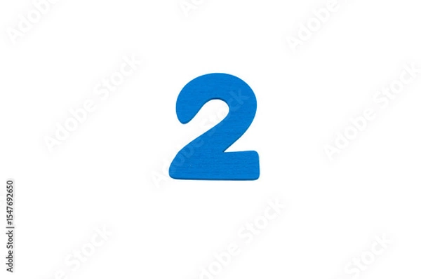 Fototapeta numeri realizzati in legno colorato isolati su sfondo bianco o trasparente, numero 2