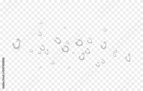 Obraz Vector water drops. Drops png, condensation on the window, on the surface. Realistic drops on an isolated transparent background.