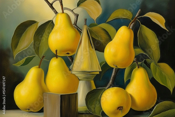 Obraz Reference Image, Obst mit grafischen Elementen