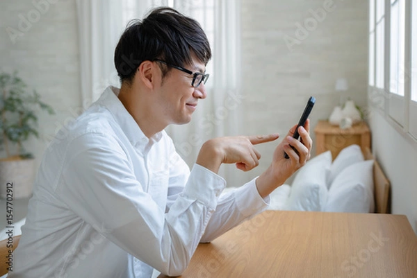 Fototapeta スマホを操作する男性