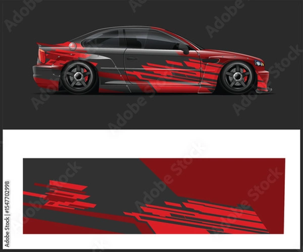 Obraz Sporty Red and Gray Car with Custom Graphics and Design Layout