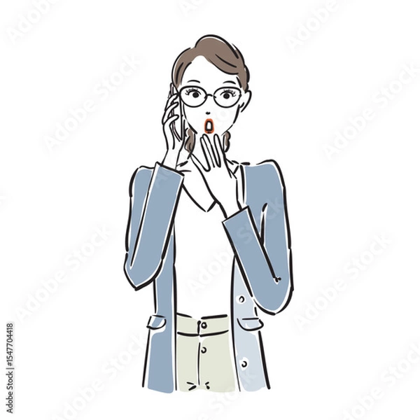 Obraz 驚くメガネ姿のかっこいいビジネスウーマン