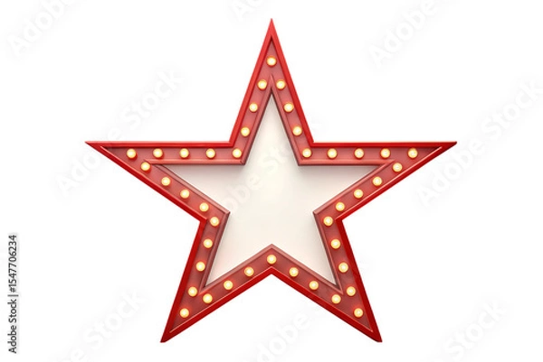 Obraz Red star sign with lights isolated on transparent background