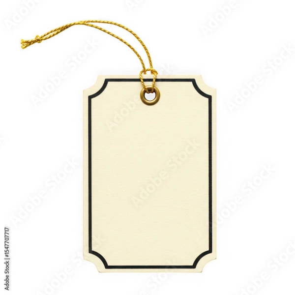 Obraz Blank gift tag with gold string isolated on transparent background